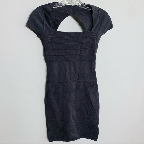 Vintage Y2K Guess Marciano dark Grey fitted bodycon mini dress small open back - Picture 2 of 5